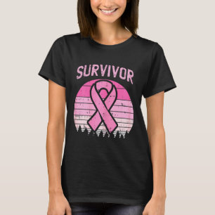Überlebende Retro Rosa Brustkrebs Schleife Bewusst T-Shirt