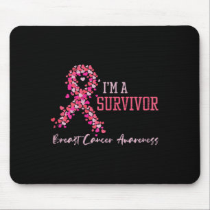 Überlebende Rosa Ribbons Herz Brustkrebs-Bewusstse Mousepad