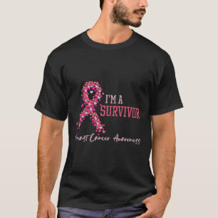 Überlebende Rosa Ribbons Herz Brustkrebs-Bewusstse T-Shirt