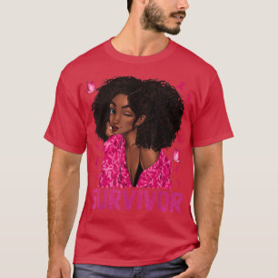 Überlebende schwarze Frau Ribbon Brustkrebs T-Shirt
