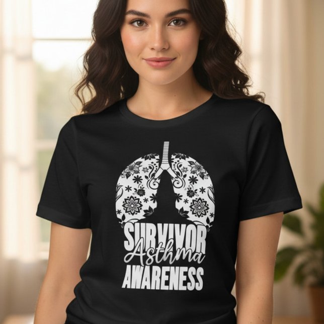 Überlebender Asthma-Bewusstsein Tri-Blend Shirt (Von Creator hochgeladen)