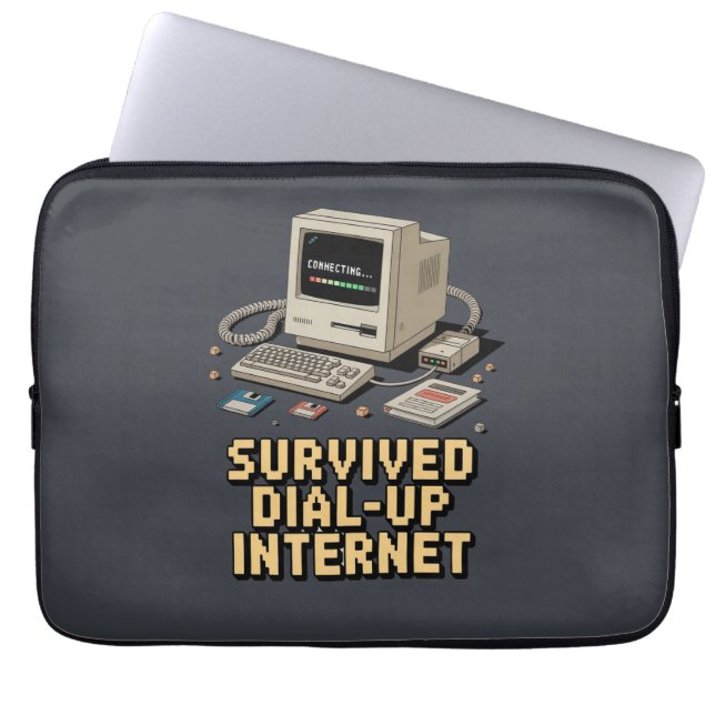 Überlebender des Einwahl-Internets – Retro-Vintage Laptopschutzhülle (Vorderseite)