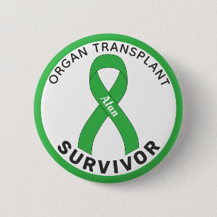 Überlebender einer Organtransplantation Ribbon Wei Button