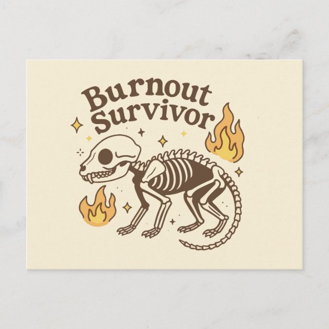 Überlebender eines Burnouts Possum Skelett Postkarte (Vorderseite)