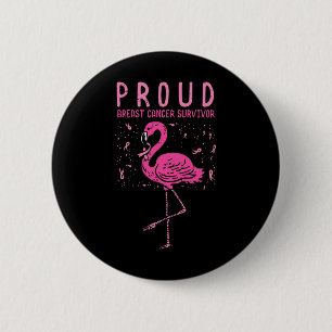 Überlebender Flamingo Rosa Brustkrebs-Bewusstsein  Button