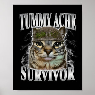 Überlebender mit Bauchschmerzen Lustiges Katzen-Me Poster