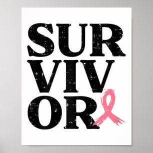 Überlebender rosa Ribbon Krieger Brustkrebs Bewuss Poster