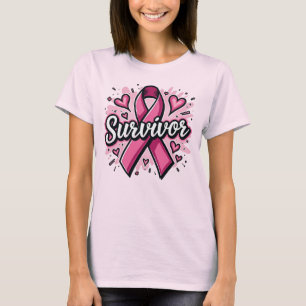 Überlebendes rosa Ribbon Frauen T-Shirt zum Brustk