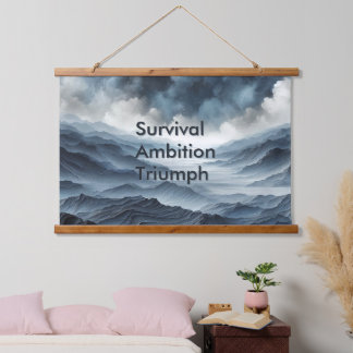 Überlebens Ehrgeiz Triumph Motivierend Wandteppich Mit Holzrahmen