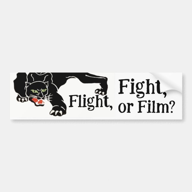 Überlebensinstinkt Kampf, Flucht oder Film? Entsch Autoaufkleber (Vorne)