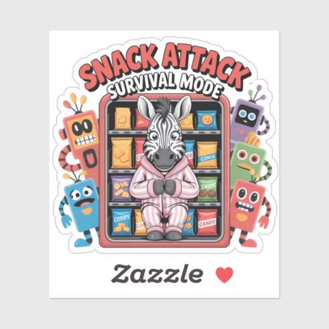 Überlebensmodus für Snackangriffe - Funny Zebra Aufkleber (Blatt)