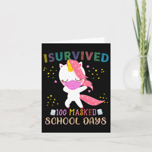 Überlebte 100 Masked School Days Dabbing Unicorn M Karte