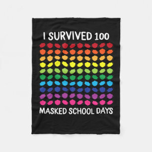 Überlebte 100 maskierte Schultage 100. Schultag Fleecedecke