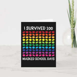 Überlebte 100 maskierte Schultage 100. Schultag Karte