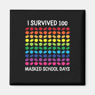 Überlebte 100 maskierte Schultage 100. Schultag Magnet