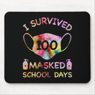 Überlebte 100 maskierte Schultage für Kinderlehrer Mousepad