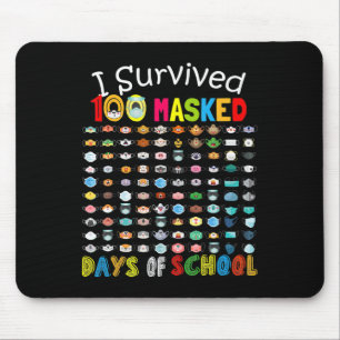 Überlebte 100 maskierte Tage der Schule 100 Spaß M Mousepad