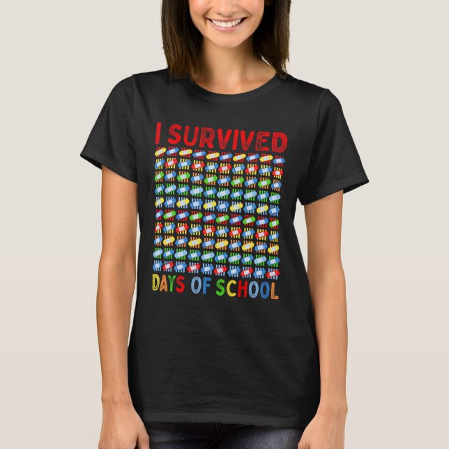 Überlebte 100 Tage Schullehrer Kinderpflaster T-Shirt (Vorderseite)