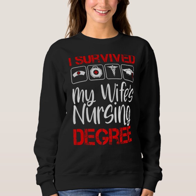 Überlebte den Abschluss meiner Ehefrau in der Kran Sweatshirt (Vorderseite)