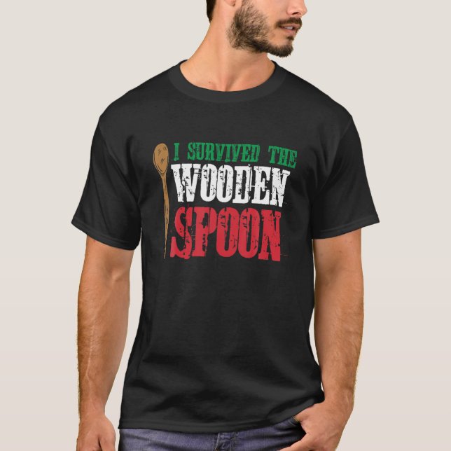 Überlebte der Holzlöffel Italienische Fahne Funny  T-Shirt (Vorderseite)