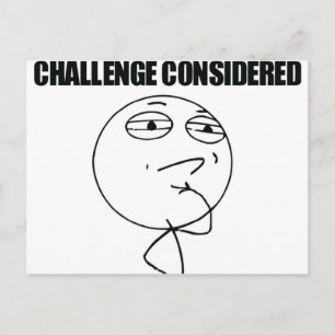 Überlegte Herausforderung Postkarte