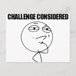 Überlegte Herausforderung Postkarte