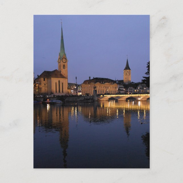 Überlegungen in Zürich, Schweiz Postkarte (Vorderseite)