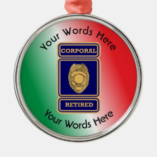 Übermüdete Polizeikorporal Zollschild Silbernes Ornament