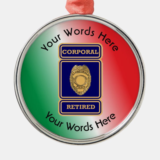 Übermüdete Polizeikorporal Zollschild Silbernes Ornament (Vorne)