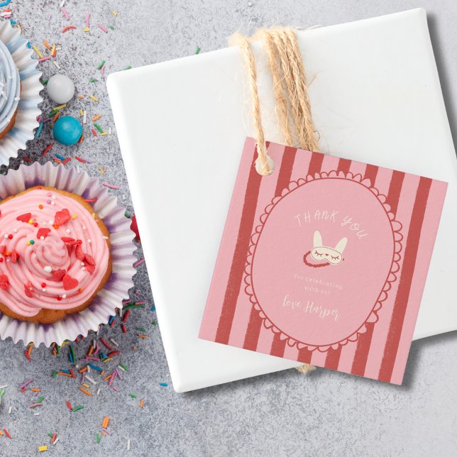 Übernachtungsparty Dankeschön Geschenk Behandlung Geschenkanhänger (sleepover slumber birthday party girl  personalized thank you for celebrating party favor gift tag)