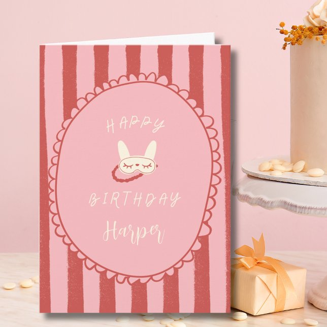 Übernachtungsparty Pyjamaparty Geburtstagsmädchen  Karte (sleepover slumber birthday party girl teen vintage modern happy birthday card digital personalized)