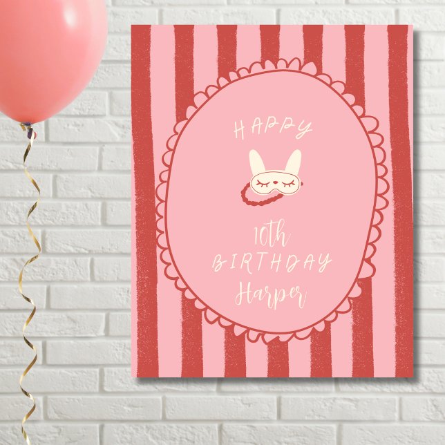 Übernachtungsparty Pyjamaparty Geburtstagsmädchen  Poster (sleepover slumber birthday party girl teen vintage modern personalized poster print sign decor )