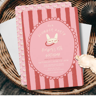 Übernachtungsparty Schlaf Geburtstagsfeier Mädchen Einladung