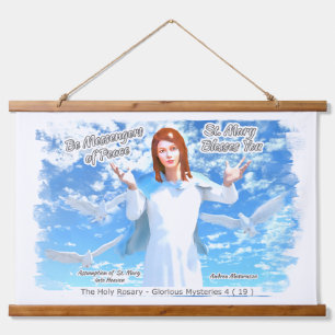 Übernahme der heiligen Maria in den Himmel 2 Wandteppich Mit Holzrahmen