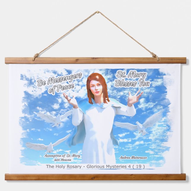 Übernahme der heiligen Maria in den Himmel 2 Wandteppich Mit Holzrahmen (Vorne)