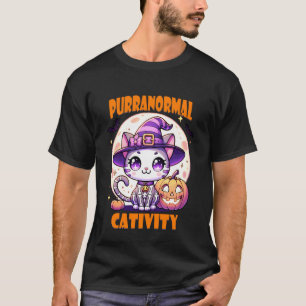 Übernatürliche Katze Halloween Katze Kätzchen Skel T-Shirt