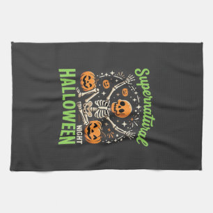 Übernatürliches Skelett Halloween Vektor Design_1 Geschirrtuch