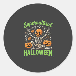Übernatürliches Skelett Halloween Vektor Design_1 Runder Aufkleber