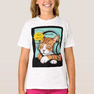 ÜBERPRÜFE MEO Braune Katze mit Kopfhörern – Person T-Shirt
