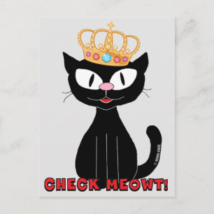 ÜBERPRÜFE MICH, süße lustige schwarze Cartoon-Katz Postkarte
