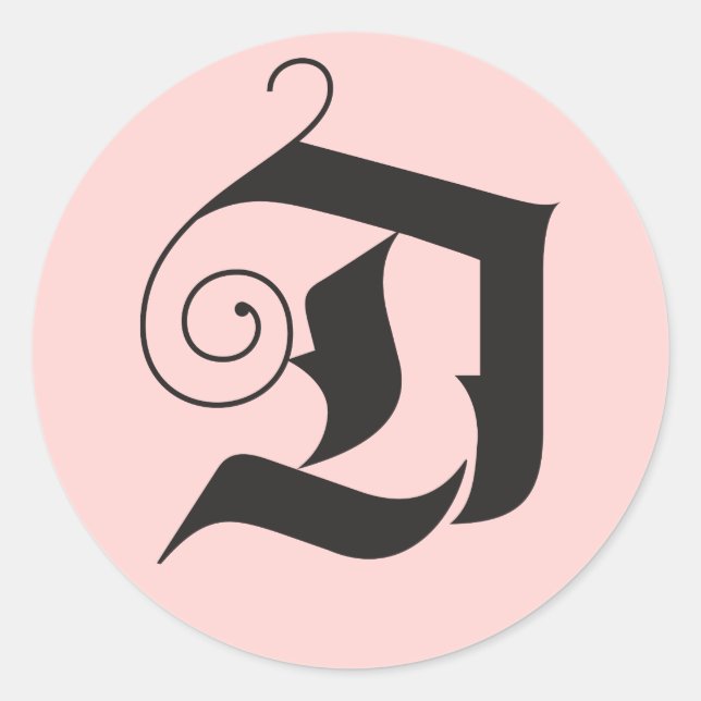 Überprüfen Sie die Hallen Modernes D Monogramm Ros Runder Aufkleber (Vorderseite)
