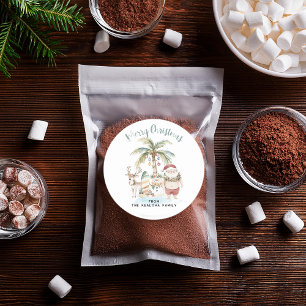 Überprüfen Sie die Palmen   Fun Tropical Christmas Runder Aufkleber