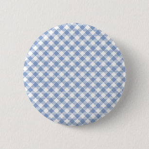 Überprüftes blaues Gingham-Classic-Muster Button