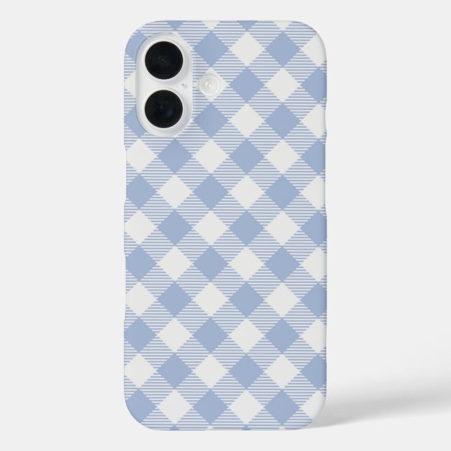 Überprüftes blaues Gingham-Classic-Muster Case-Mate iPhone Hülle (Rückseite)