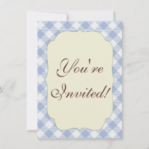 Überprüftes blaues Gingham-Classic-Muster Einladung