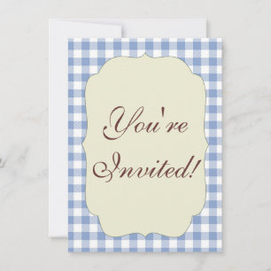 Überprüftes blaues Gingham-Classic-Muster Einladung