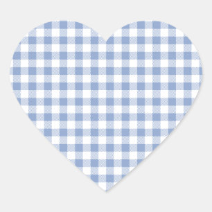 Überprüftes blaues Gingham-Classic-Muster Herz-Aufkleber