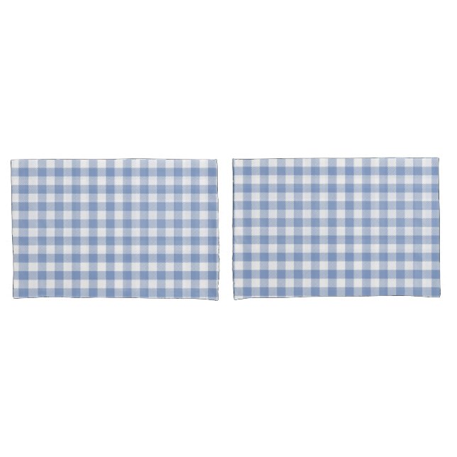 Überprüftes blaues Gingham-Classic-Muster Kissenbezug (Vorderseite-Set)