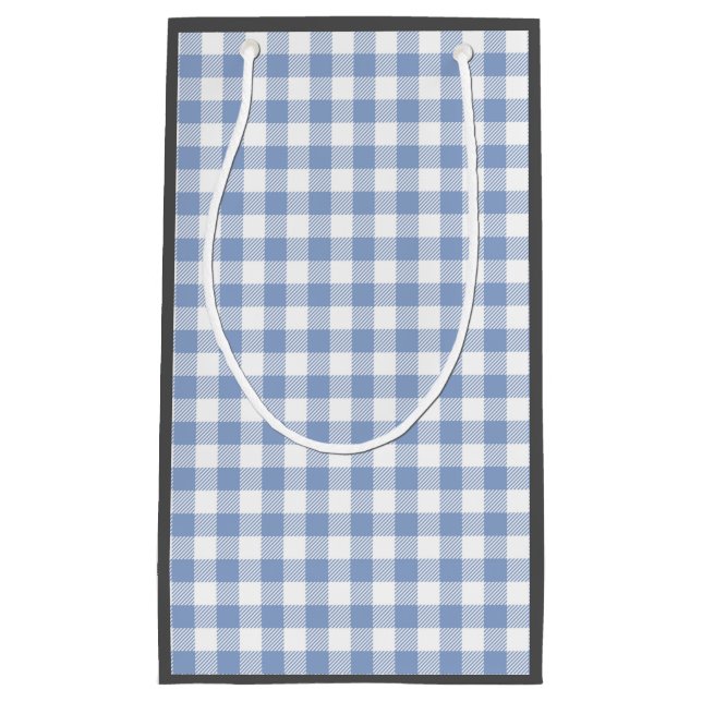 Überprüftes blaues Gingham-Classic-Muster Kleine Geschenktüte (Vorderseite)