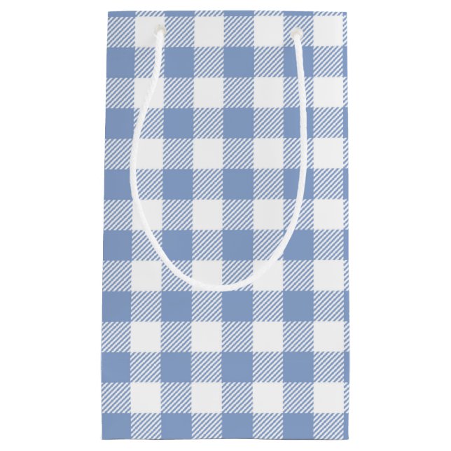 Überprüftes blaues Gingham-Classic-Muster Kleine Geschenktüte (Vorderseite)